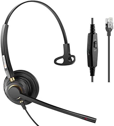 Arama Phone Headset RJ9 with Noise Canceling Mic Telephone Headset Compatible with Polycom Mitel ShoreTel Plantronics Fanvil Alcatel-Lucent HUWEI NEC Siemens Aastra Landline Deskphones