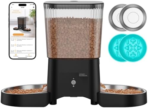 Comedero Gato Automatico 5G WiFi, HONEYGUARDIAN Dispensador Comid...