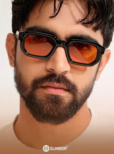 Retro Rectangle Sunglasses for Men Women Trendy Small Square Thick Frame Sun Glasses 90s Vintage Shades2