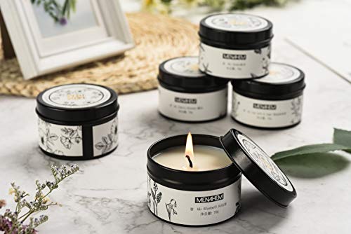 Natural Scented Candle,Rose& Green Perfume Aroma Candle Gift,Handmade Soy Wax Fragrance Candle,Perfect for Meditation Stress Relief Mood Boosting Aromatherapy,Portable Travel Tin Jar 15 Hours (Black)