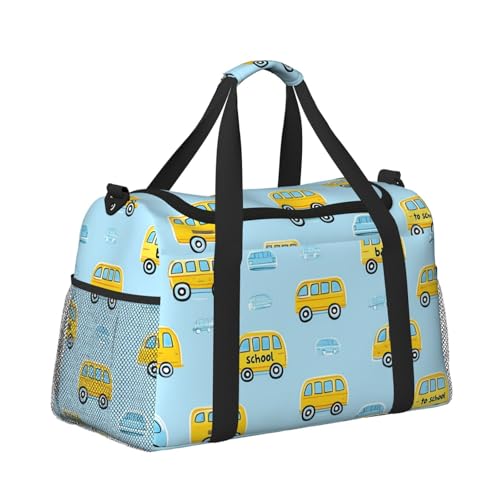 Cartoon Bus Duffle Bag for Travel Cute Car Sports Gym Tote Carry On Bag Large Shoulder Weekend Overnight for Workout3