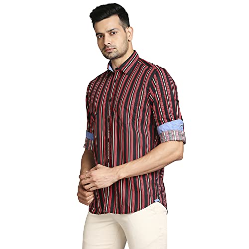 Image of Parx Men's Full Sleeve Slim Fit Dark Red Casual Shirt