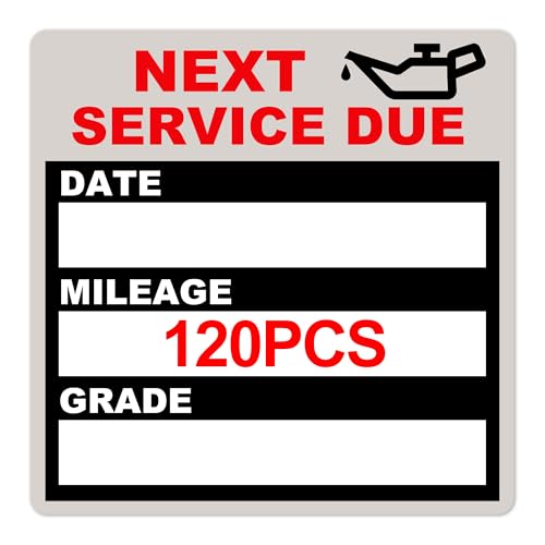 Image of for Oil Change Sticker Static Cling, Clear Stickers 120 Pcs 2 inchx 2 inch Next Service Due Sticker for Windshield, Easy to Peel with No Residue for Car Auto Vehicle Window (Red11)