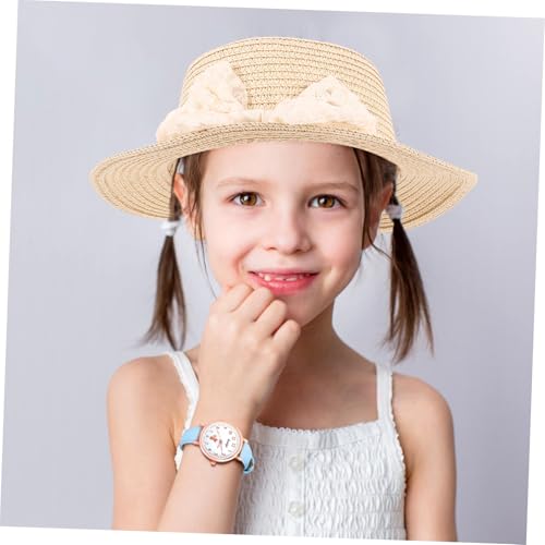 VALICLUD 1set Boys and Girls Breathable Straw Hat and Woven Bag Adorable Lace Material for Sun for Beach Outings and Outdoor Adventures Fits Years Khaki3