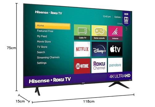 تلفزيون هايسينس ذكي مقاس 50 بوصة بدقة UHD 4K مع خاصية دولبي فيجن وHDR ودي تي اس فيرتشوال اكس ويوتيوب ونتفليكس وفري فيو بلاي واليكسا مدمجة وبلوتوث وواي فاي، اسود، موديل 50A61GTUK - ضمان كامل لمدة عام