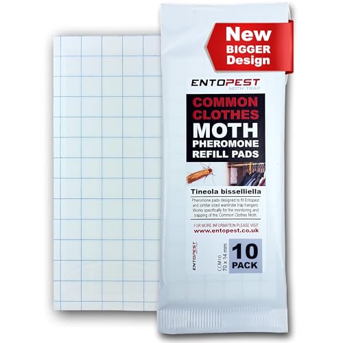 Entopest 10-Pack Clothes Moth Monitoring Traps Refill for Room & Wardrobe Hanger Units For Detection of Tineola bisselliella
