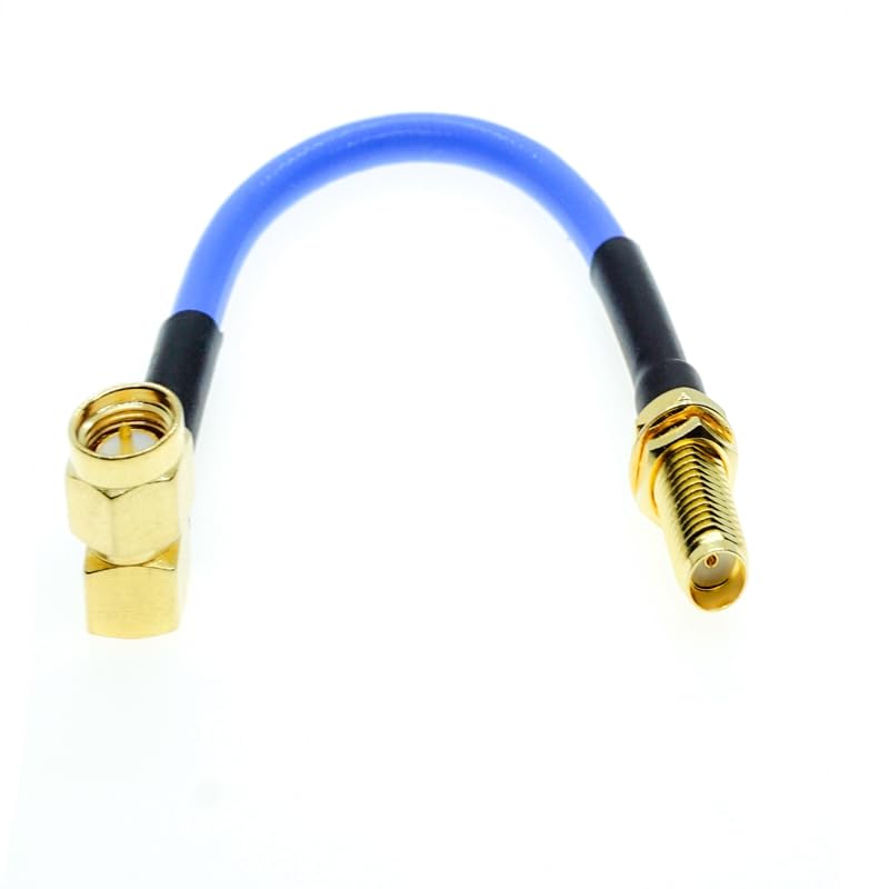 SMA Male Right Angle RA to SMA Female Bulkhead Connector RG405 .086" Semi Flexible Rigid Coaxial Cable Blue - (Color: 6M)
