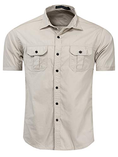 Image of FREDD MARSHALL Men's Short Sleeve Regular-Fit Work Shirt, #55889 Khaki, XXL