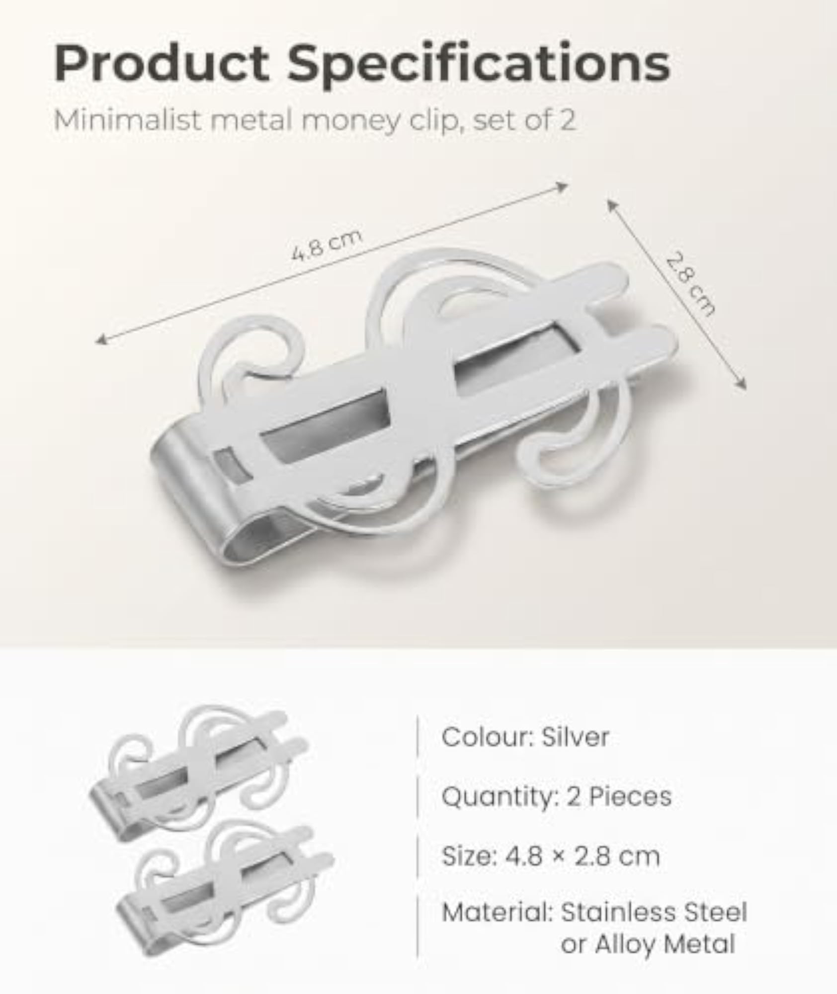 Minimalist Metal Money Clip Set for Business Travel