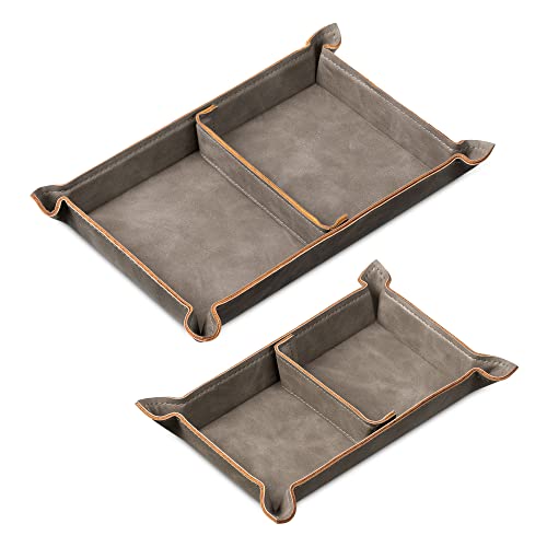 Leder Tablett Von KINGFOM – Als Schmuckschale, Schlüsselablage Oder Stifthalter, In Beige