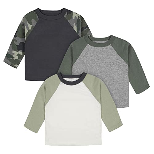 Image of Gerber Baby Boys' 3-Pack Long Sleeve Baseball Tees