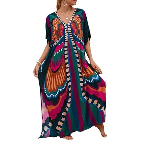 SMUDGE Life Kaftan Dresses for Women Plus Size Cover Up Moomoo Caftan Colorful Beach Cover