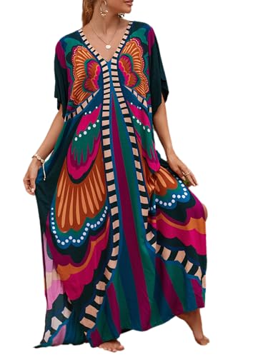 Image of Kaftan Dresses for Women Plus Size Summer Beach Dress with Print and Swim Cover Ups