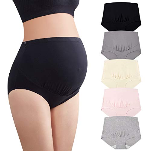 Mama Cotton Women's Over The Bump Maternity Panties High Waist Full Coverage Pregnancy Underwear Multi-Pack (S-4XL)