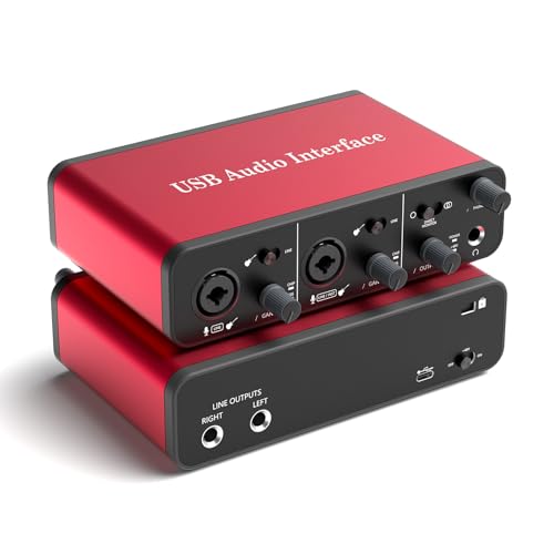 USB Audio Interface – 24Bit/192kHz Studio Recording, 48V Phantom Power – Compatible with DAWs, Perfect for Music, Podcasting & Voiceovers (Mac/PC)