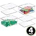 mDesign Plastic Playroom/Gaming Storage Organizer Box Containers, Hinged Lid for Shelves or Cubby, Holds Small Toys, Building Blocks, Puzzles, Markers, Lumiere Collection, 4 Pack, Clear