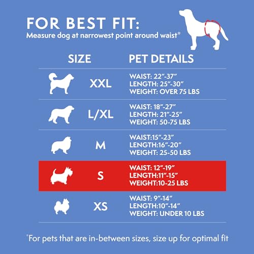 Image of Simple Solution Disposable Female Dog Diapers, Absorbent Leak Proof Protection for Incontinence, Puppy Training, Heat Cycle, Travel, and Housebreaking, Small Dogs, 15-19 Inch Waist, 12 Count