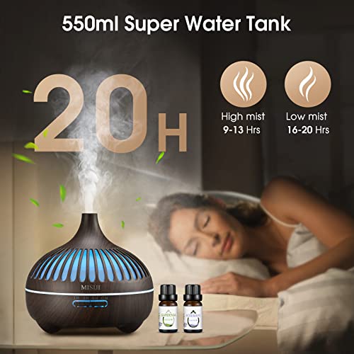 Aromatherapy Diffuser With 12 Essential Oils Set, 550Ml Aroma Humidifier For Essential Oil Large Room, Bedroom Vaporizers Cool Mist Humidifier Gift Set #TOP2