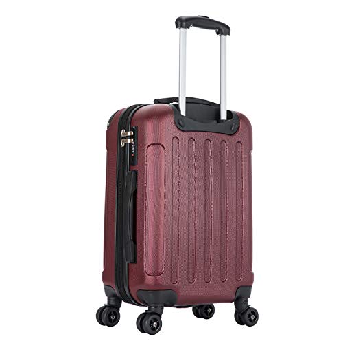 Dukap Intely 20 Inch Hardside Carry-On Luggage With Integrated Usb Port And Spinner Wheel, Travel Suitcase With Tsa Combination Lock And Ergonomic Gel Handle, Wine Red #TOP1