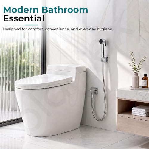 Image of Plantex Health Faucet Set /ABS Jet Spray with 1.2M Stainless Steel Hose Pipe for Toilet /Self Adhesive Hand Shower Holder /No Drilling Wall Mount - (Chrome, Combo)