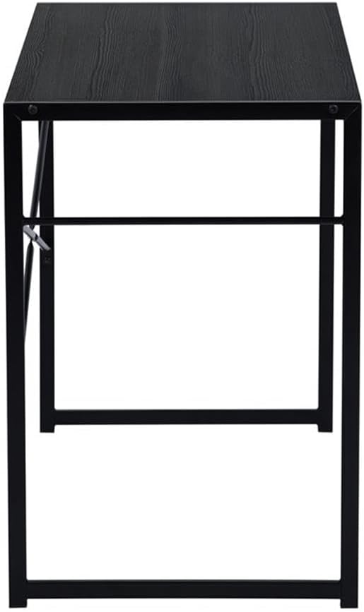 Pemberly Row Compact Industrial Computer Desk, Black Finish, Modern Minimalist Style, Durable Metal Frame and MDF Board, Spacious Work Surface, Ideal for Home Office, Study, or Small Spaces