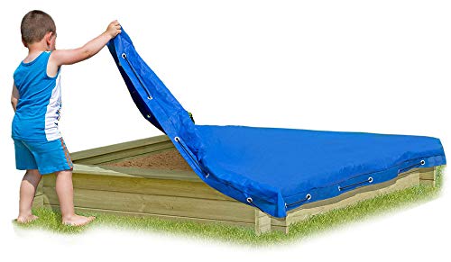 Gartenpirat Abdeckplane für Sandkasten 150 x 150 cm Schutzplane aus PE-Gewebe blau mit elastischer Kordel wasserdicht