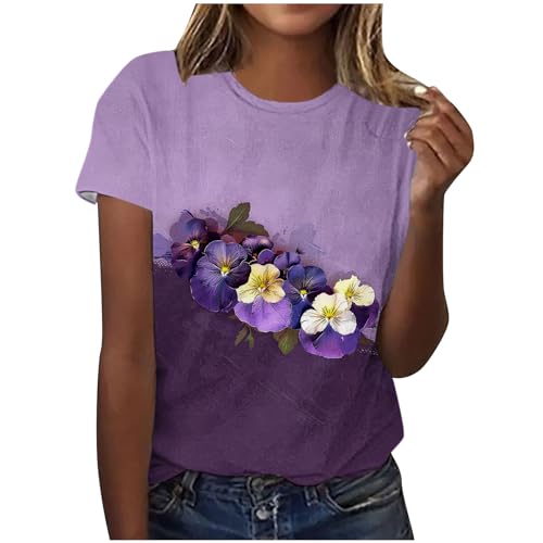 Camiseta de Manga Corta Mujer púrpura Morado Estampado Flores Mes de sensibilización sobre el Alzheimer Suelto Cuello Redondo Casual Tops Fiesta T-Shirt Camisa Verano Basic tee Camiseta de Manga Corta Mujer púrpura Morado Estampado Flores Mes de sensibilización sobre el Alzheimer Suelto Cuello Redondo Casual Tops Fiesta T-Shirt Camisa Verano Basic tee