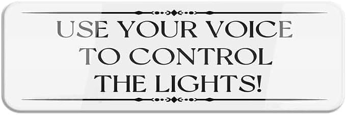 Voice Control Lights Acrylic Sign 3x9 Inch, Decorative Self Adhesive Wall Plaque for Smart Home & Entryway