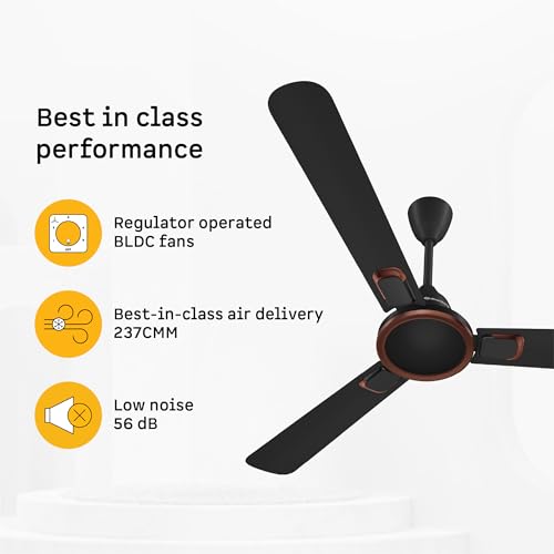 Image of atomberg Erica Signature 1230mm BLDC Ceiling Fan | | Regulator Operated | Advance air+ technology | BEE rated 5 star | Low noise operation | 3 Years Warranty (Midnight Black)