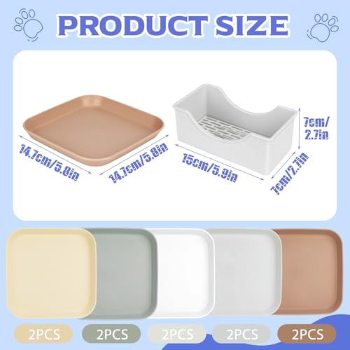 Aevcvok 10 Stück Katzennapf, Futternapf Katze Flach, Katzenfutter Napf, Quadrat Katzenschüssel, Katzen Futternapf Bunte, Katzenteller, Katzen Napfset für Trockenfutter und Nassfutter