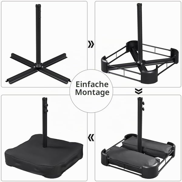 Yaheetech Sonnenschirm mit Kurbel Extra Großartiger Gartenschirm Terrassenschirm mit Basis für Sonnenschutz für Balkon/Terrasse/Garten Kurbelschirm UPF 50+