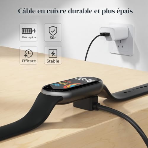 YLK Chargeur Compatible avec Redmi Watch 5 Active/5 Lite/Redmi Watch 5, 100cm Câble de Chargement USB Remplacement, Noir – vue 2