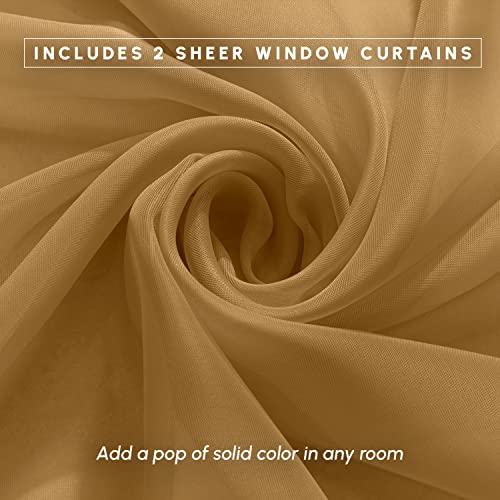 Vitrage 152,4 cm de large marron clair rideau transparent passe-tringle salon