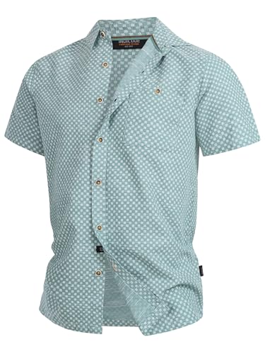 Indicode Herren INWay Kurzarmhemd mit Kent-Kragen | Jacquard Herrenhemd Männerhemd Deep Sea, XXL
