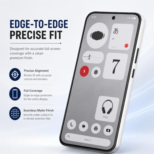 Image of FIRST MART Matte Anti-Glare Tempered Glass for Nothing Phone (4b) With Installation Kit | Military-Grade Gaming Screen Protector & Cable Guard | Edge to Edge Coverage | Black