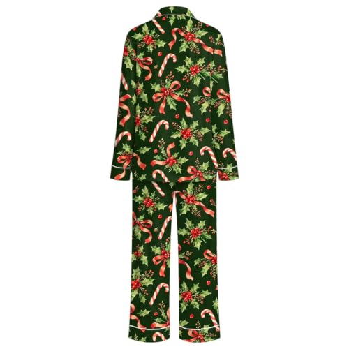 Womens Christmas Pajama Set Long Sleeve Button Down Sleepwear Printed - image 5