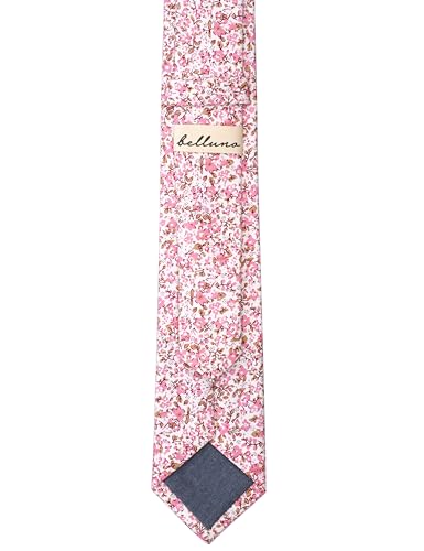 Image of BELLUNO Men's Cotton Floral Skinny Tie, 2.5 inch Width, with Gift Box