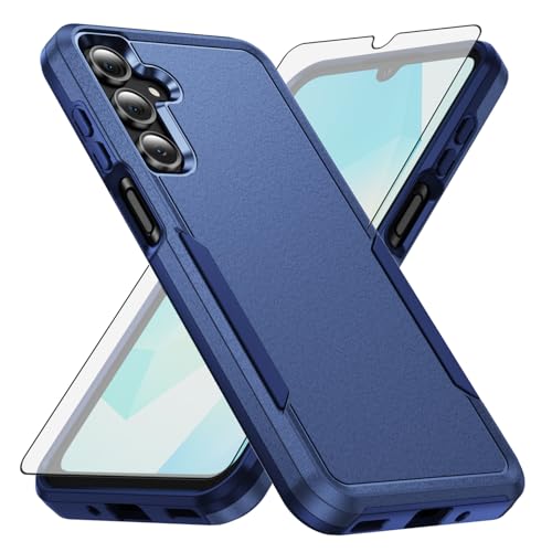 Coque Samsung A16 5G anti-chute bleue avec verre trempé résistant pour écran