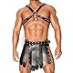 WENTPOL Herren Riemenbody Leder Harness leder brust harness herren Brust Harness mit Gladiator Verstellbare Brust Harness Leder Soldat Rüstung Männer Herren Gladiator Kostüm Set Clubwear Cosplay