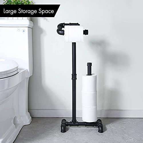 Kes Toilet Paper Holder Stand With Reserve Industrial Pipe Toilet Paper Holder Bathroom Toilet Paper Storage Black, Bph503A-Bk #TOP4