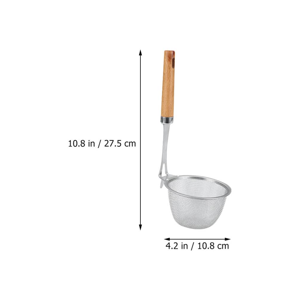 Colador de Malla Fina con Mango de Madera para Cocina, Ideal para Pasta, Fideos y freír