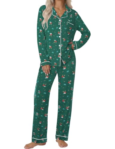 Image of Ekouaer Pajamas Womens Long Sleeve Sleepwear Button Down Loungewear Pjs Set
