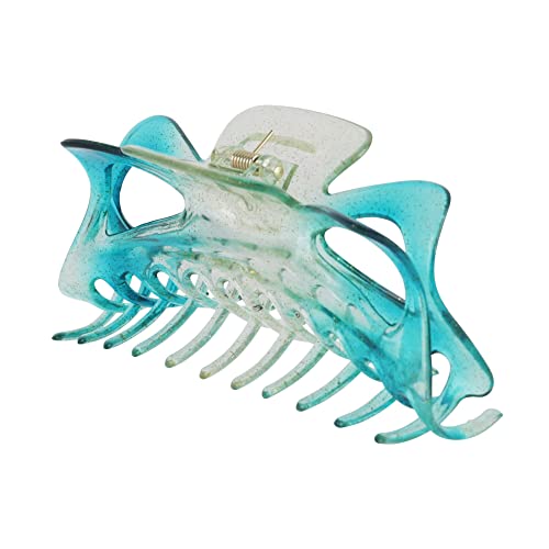 Pinza Jumbo para Cabello de Mujer Extra Grande con Diseño Jaspeado (Brillo Turquesa) miniatura 1