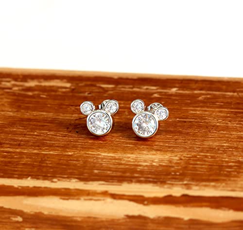 Baobei Kaguyo Jewellery Set for Women - Rose Gold 925 Sterling Silver clear Zirconia Mouse Pendant Necklace with cute Mouse Stud Earrings Jewelry Set for Women and Girls Birthday Gift3