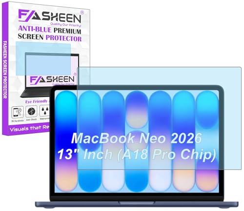 Image of FASHEEN AntiBlue Light Matte AntiGlare Screen Guard Compatible With MacBook Neo 2026 13 inch Inch (A18 Pro Chip A3404) Flexible Fiber 9H Hardness Screen Protector Not a Tempered Glass