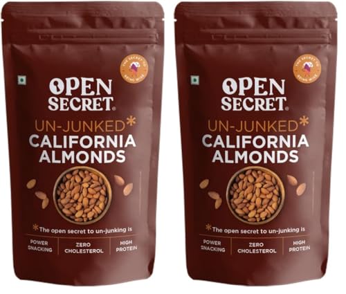 Image of Open Secret Almonds | 900g | Badam, 100% Natural Premium California Almonds, Rich in Fiber, Dry Fruit & Nuts, Boost Immunity and Health, Nutritious & Gluten Free (Pack of 2)
