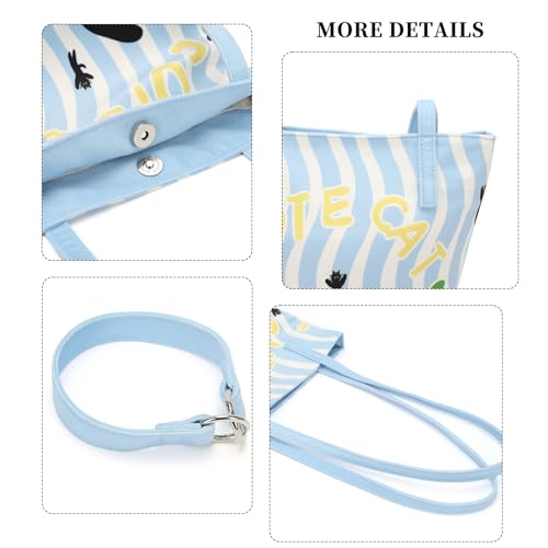 Image of Shoulder Bag for Women, Cotton Canvas Bucket Bags Tote Purse Cute Crossbody Bag Designer Ladies Handbags