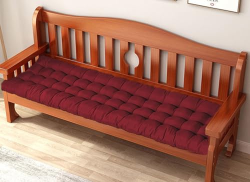 Garden Bench Cushion, 2-3 Seater, 8cm Thick Cotton, Outdoor Sofa Pillow for Patio, Swing, Home Decor, 150x50cm, Red Color, Comfortable & Stylish