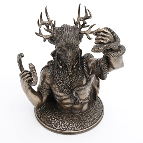 Busto escultura Cernunnos dios cornudo bronce resina 8.6 in miniatura 7