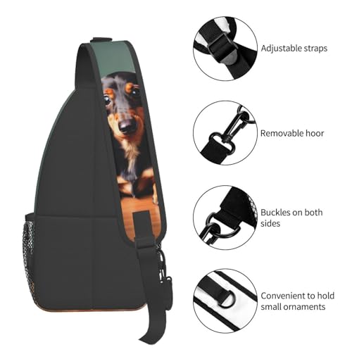 Bolso cruzado de hombro con estampado de perro salchicha miniatura 5